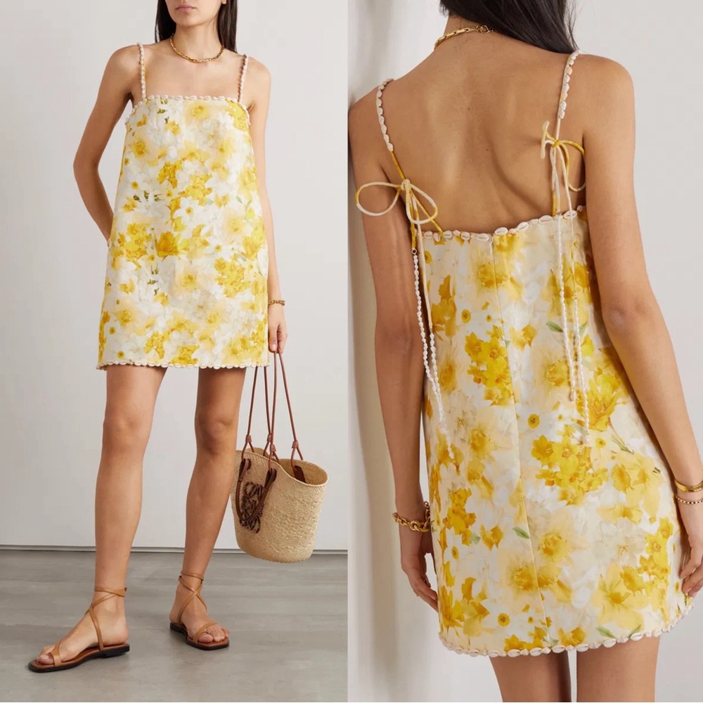 Zimmermann Yellow and White Floral Mini Dress